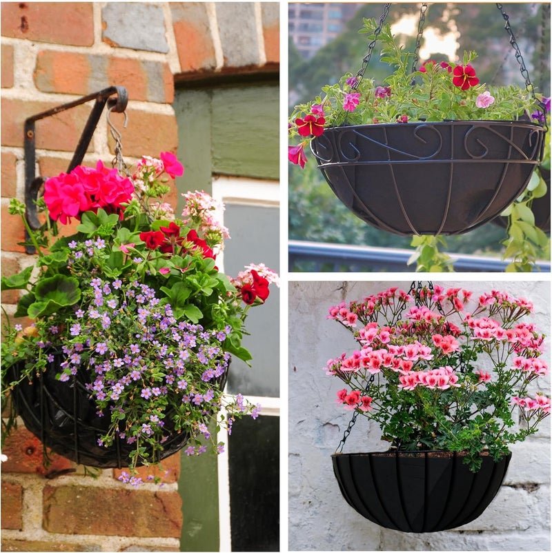 Sumloty 4 Pack 14 Inch Fabric Planter Basket Liner- Felt Flower Pot Liners Replacement Coco Fiber Liner for Hanging Basket Flowers Round Hanging Basket Liners Prevent Birds from Nesting - Image 3